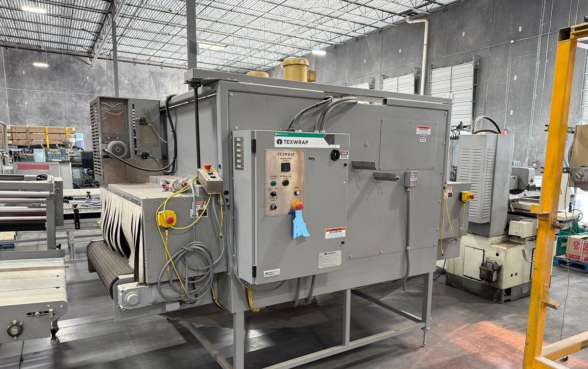 Used 36" TEXWRAP MODEL 3618ISSR SIDE SEAL AND MODEL STE-1348OCS HEAT TUNNEL SYSTEM