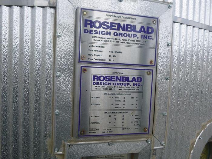 Used ROSENBLAD DESIGN GROUP, INC. MULTI-EFFECT EVAPORATOR SYSTEM MANUFACTURED 2018 - PENDING RF