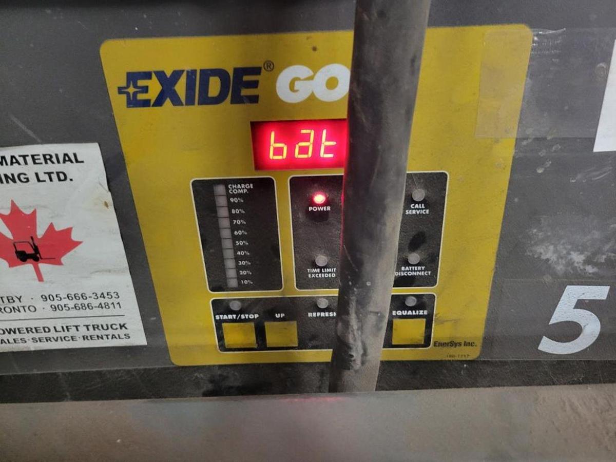 Used 6,000 LB CAPACITY ELECTRIC HYSTER FORKLIFT MODE E60XLS WITH CASCADE ROLL CLAMP AND BATTERY CHARGER