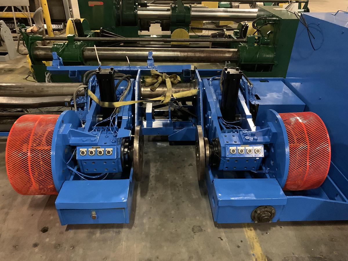 Used 87" JAGENBERG SHAFTLESS FLOOR PICK UP UNWIND STAND MDL SE-15  60" OD  ROLL CAPACITY