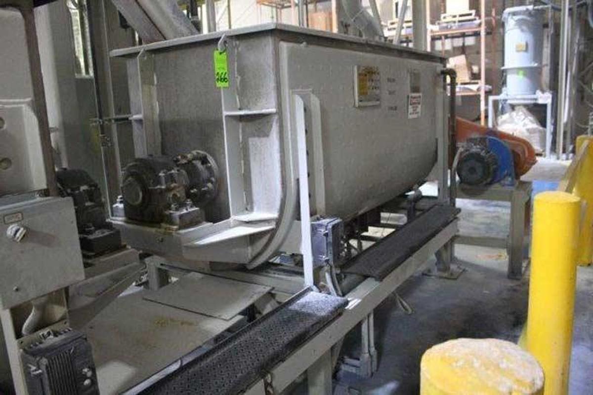 Used 87 CUBIC FOOT CAPACITY DAY MIXING DOUBLE RIBBON MIXER STAINLESS STEEL