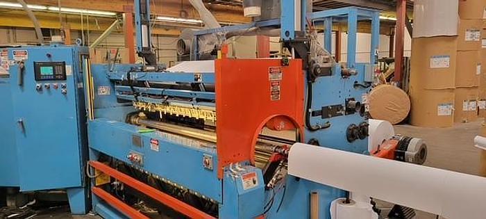 Used 72" WIDE CEI/GERBCO COUNTER ROLL SLITTER REWINDER - PENDING