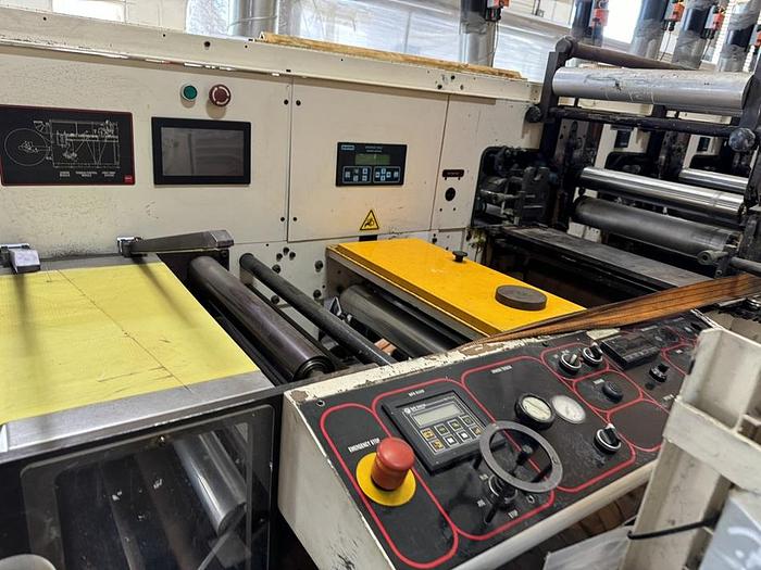 Used 13" WIDE NILPETER FB-4300 8 COLOR FLEXO PRESS 1 DIE CUTTING STATION