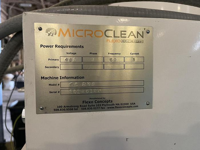 Used 45" MICROCLEAN FLEXO CONCEPTS MODEL MC 72 ANILOX CLEANER WITH DC 200 FILTER PENDING JA