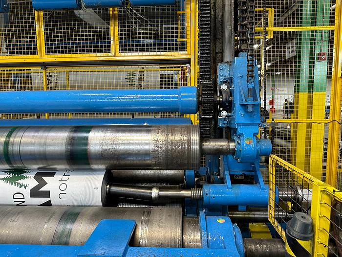 Used 144" BLACK CLAWSON TWO DRUM WINDER 60" REWIND DIAMETER SHAFTLESS