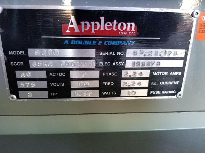 Used 90" WIDE APPLETON S-210 CORE CUTTER 2HP