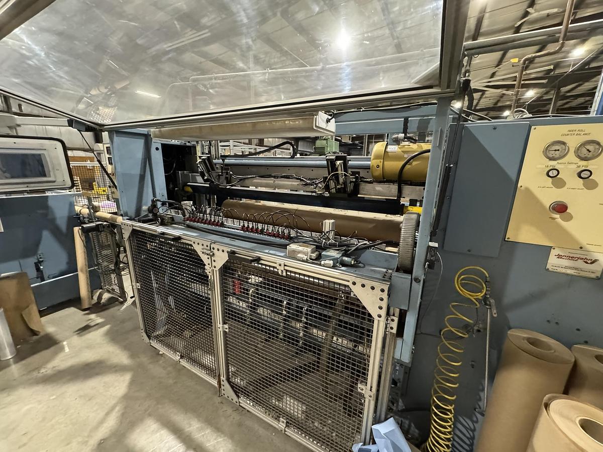 Used 72" WIDE JENNERJAHN MODEL SRA-72 COUNTER ROLL SLITTER REWINDER