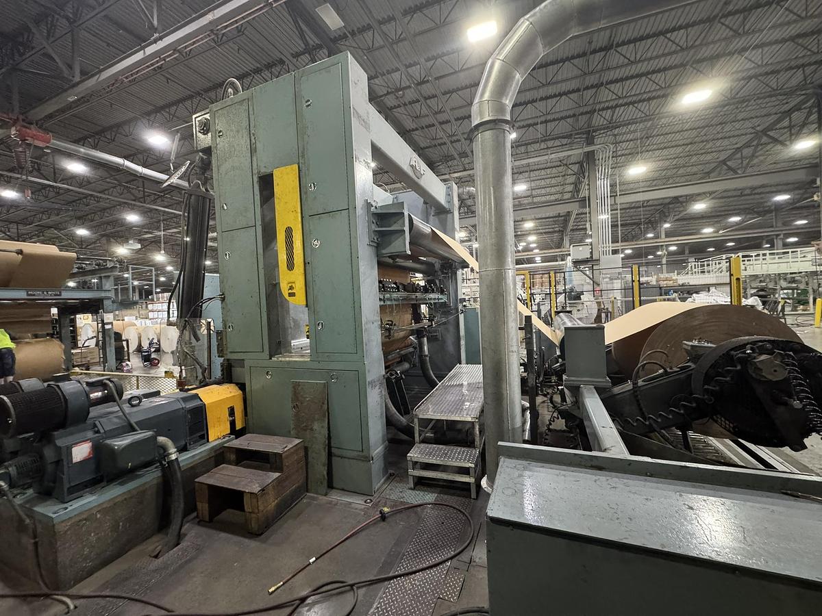 Used 95" WIDE A&F TWO DRUM SLITTER REWINDER - SHAFTLESS 72" DIAMETER REWIND