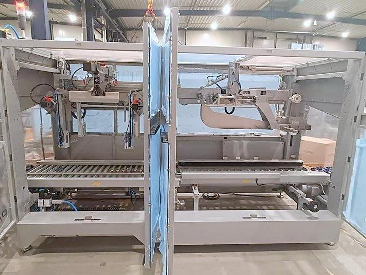 Used PATTYN HIGH-SPEED CASE ERECTING AND BAG INSERTING AUTOMATED PACKAGING SYSTEM