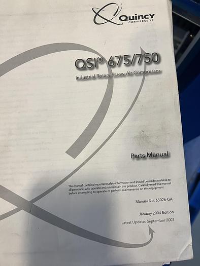 Used QUINCY MODEL QSI-750 150 HP AIR COMPRESSOR MANUFACTURED 2013