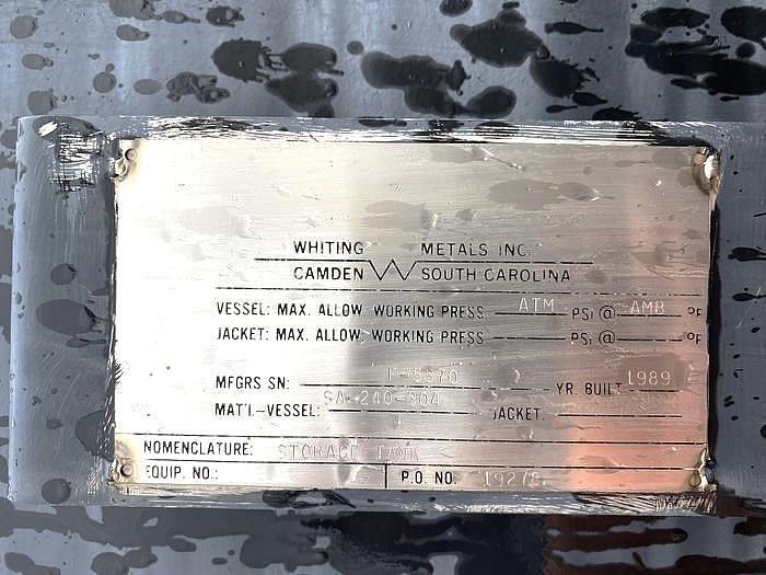 Used WHITING METALS INC 13,500 GALLON 304 STAINLESS STEEL TANK
