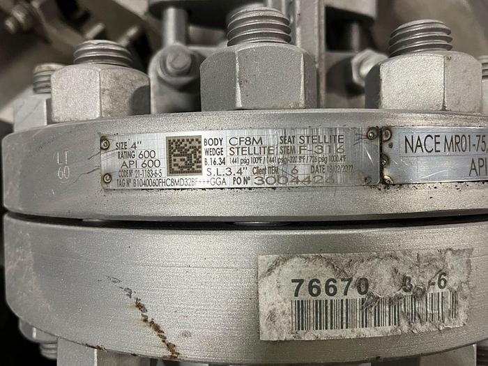 Used 4" VALVE RATING 600 CF8M MANUAL OPERATION (NEW SPARE)