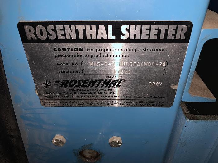 Used 96" ROSENTHAL SHEETER WITH SCORE SLITTING AND STACKER/FOLDING BAR - ALLEN BRADLEY CONTROLS PENDING JA Sold