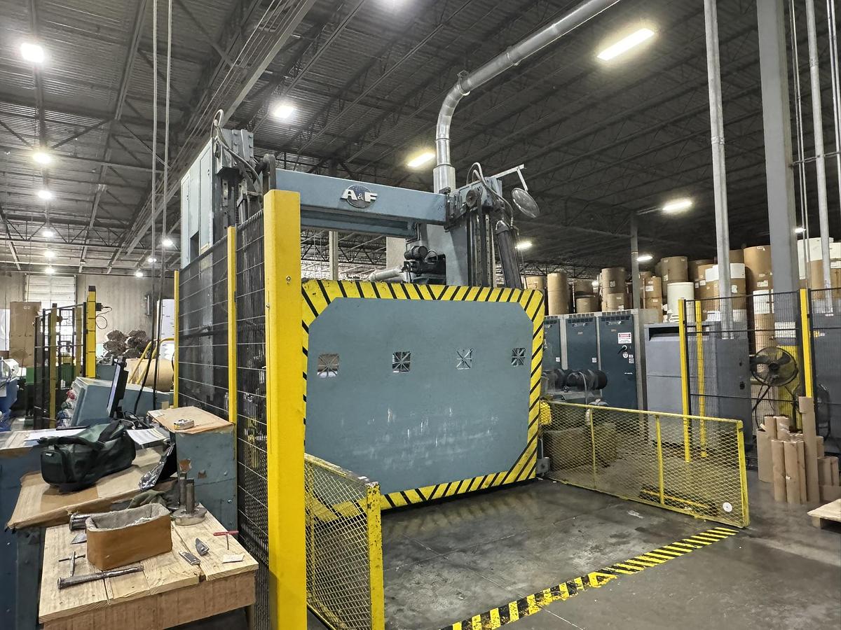 Used 95" WIDE A&F TWO DRUM SLITTER REWINDER - SHAFTLESS 72" DIAMETER REWIND