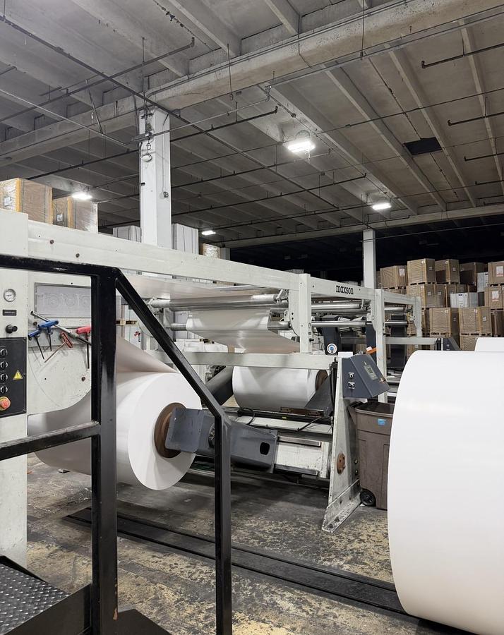 Used 65" WIDE MAXSON MDH DUAL ROTARY SHEETER - FOUR UNWIND STANDS - MANUFACTURED 2014 - PENDING LS