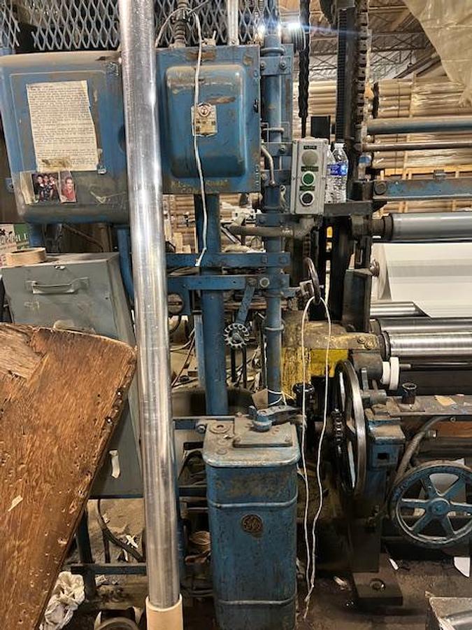 Used 73" CAMERON TWO DRUM WINDER SCORE SLITTING - STILL RUNNING