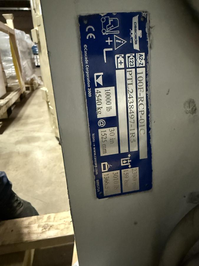 Used CASCADE 100F-RCP-01C 60" DIAMETER ROLL CLAMP CLASS IV MFG. 2019