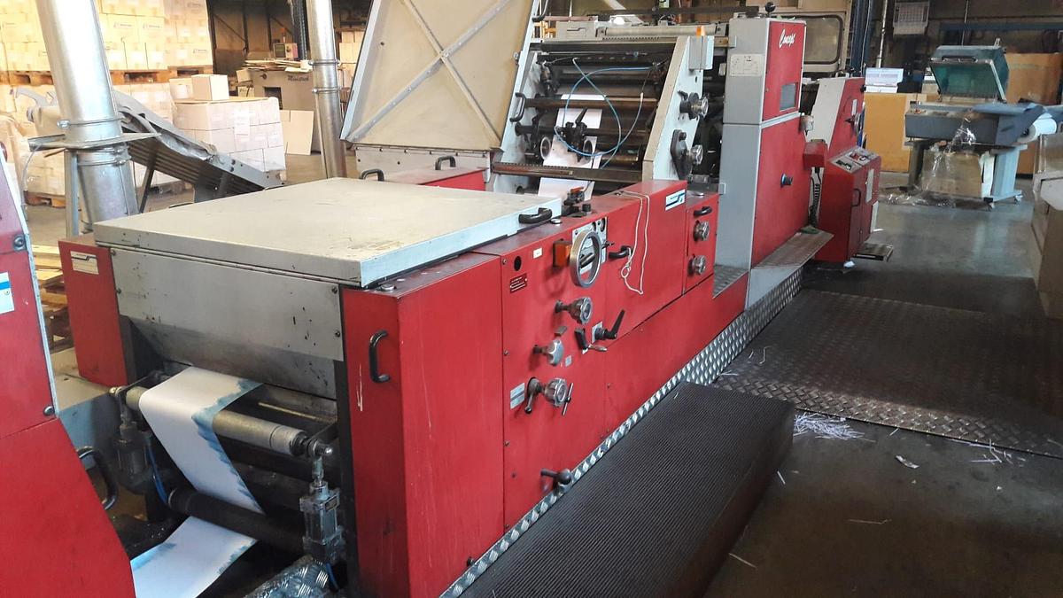 Used 22" WIDE MULLER MARTINI CONCEPT PRINTING PRESS WITH FOLDING AND SHEETING