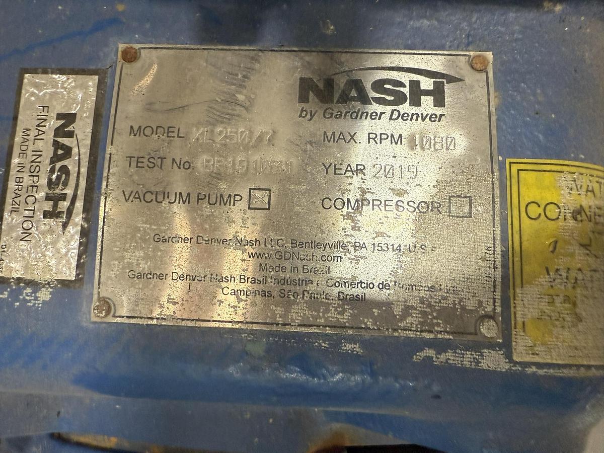 Used NASH VACUUM PUMP MODEL XL250/7 MANUFACTURED 2019