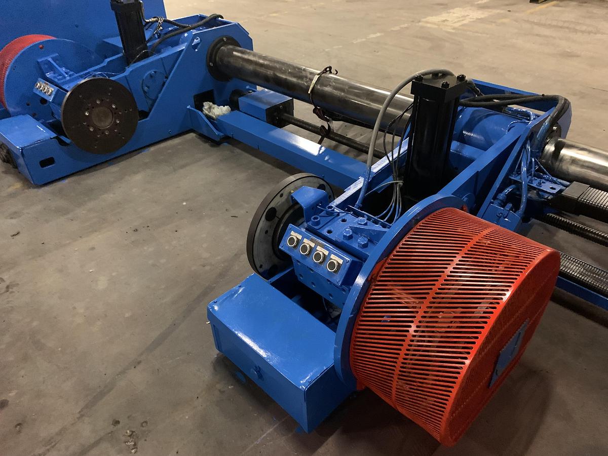 Used 87" JAGENBERG SHAFTLESS FLOOR PICK UP UNWIND STAND MDL SE-15 60" OD ROLL CAPACITY