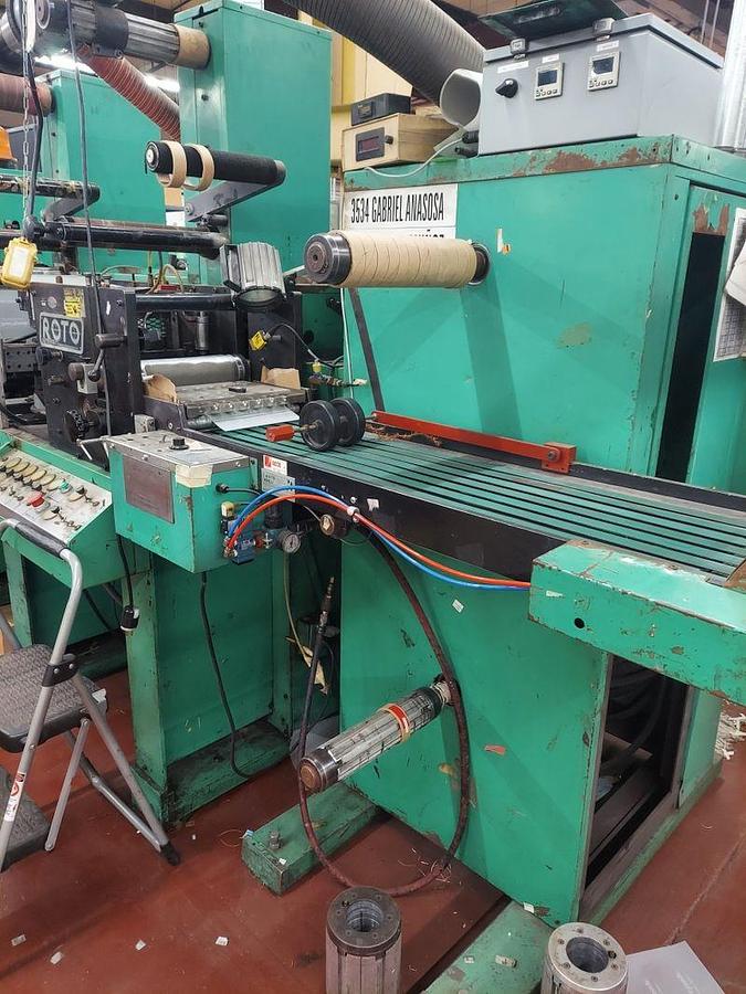 Used 10" WIDE ROTOPRESS 9 COLOR 3 DIE STATION FLEXOPRESS