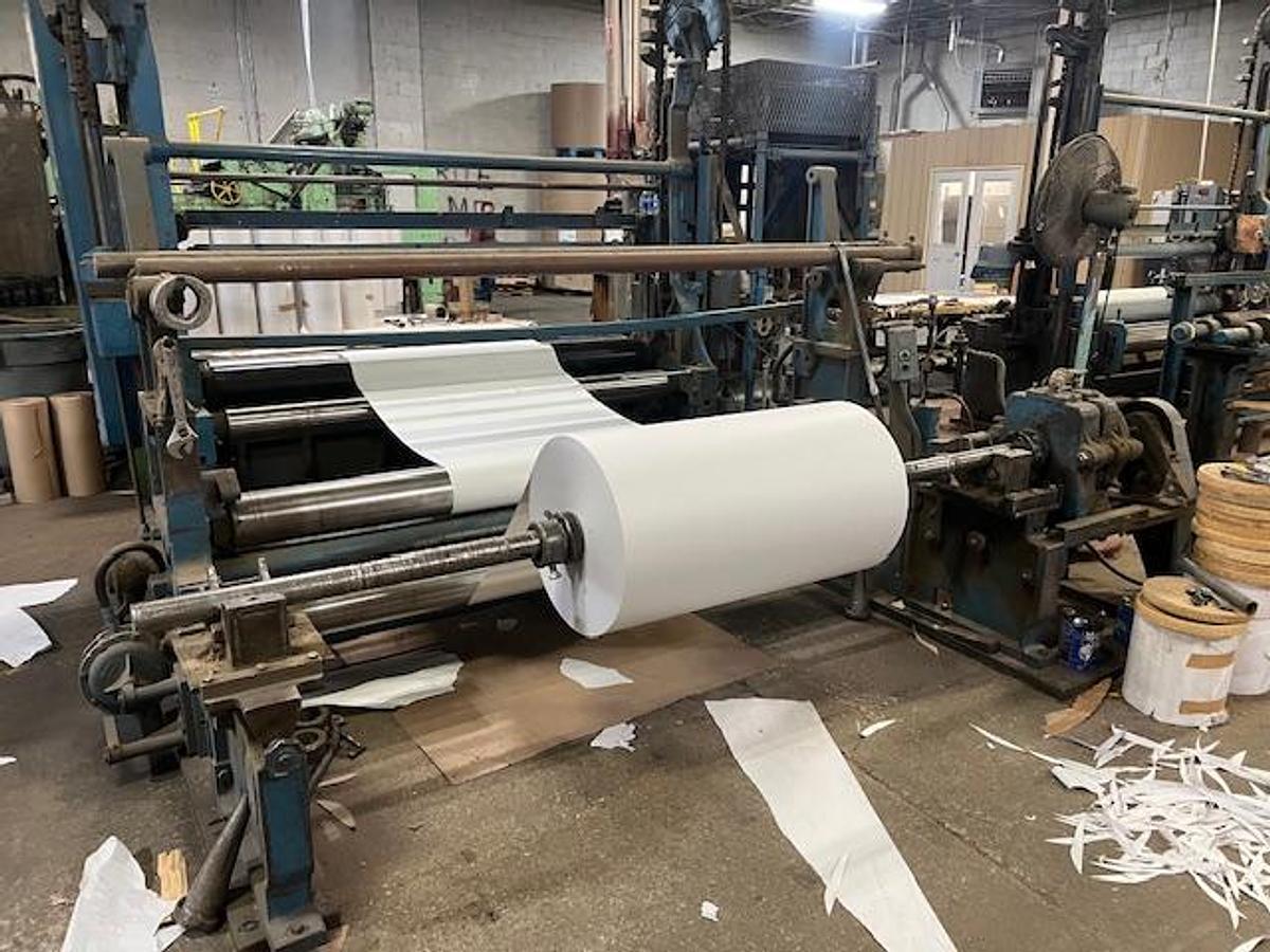 Used 73" CAMERON TWO DRUM WINDER SCORE SLITTING - STILL RUNNING