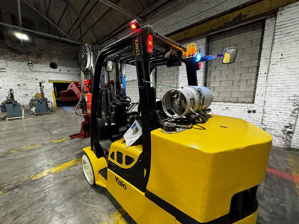 Used 12,000 POUND YALE GC120VXPRS FORKLIFT WITH 72" SPLIT FRAME BOLZONI CLAMP