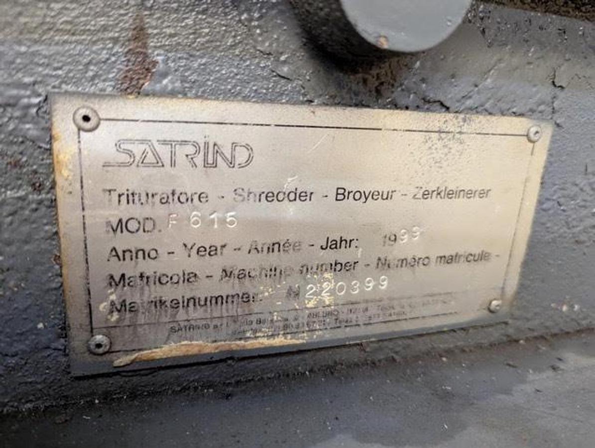 Used SATRIND DUAL SHAFT SHREDDER 20 HP MODEL F615