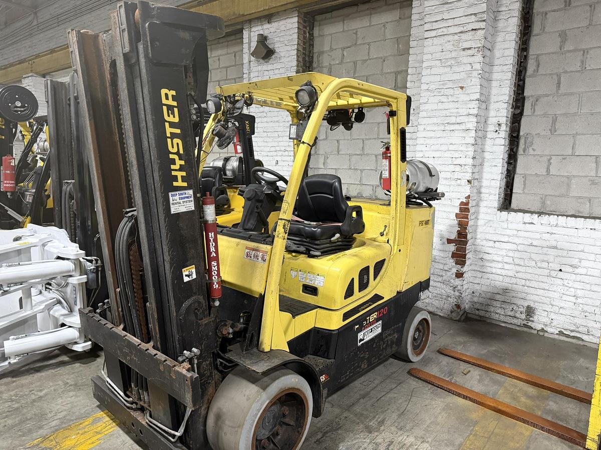 Used 12,000 HYSTER MODEL S120FTPRS LH92"/RH185" WITH 72" CASCADE PAPER ROLL CLAMP MANUFACTURED 2019 - SEE JF