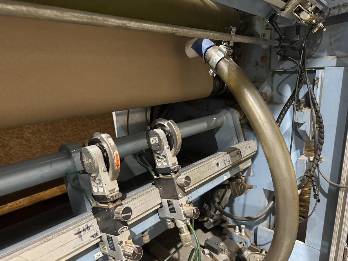 Used 72" WIDE JENNERJAHN MODEL SRA-72 COUNTER ROLL SLITTER REWINDER