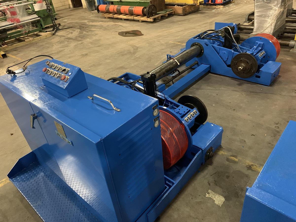 Used 87" JAGENBERG SHAFTLESS FLOOR PICK UP UNWIND STAND MDL SE-15 60" OD ROLL CAPACITY