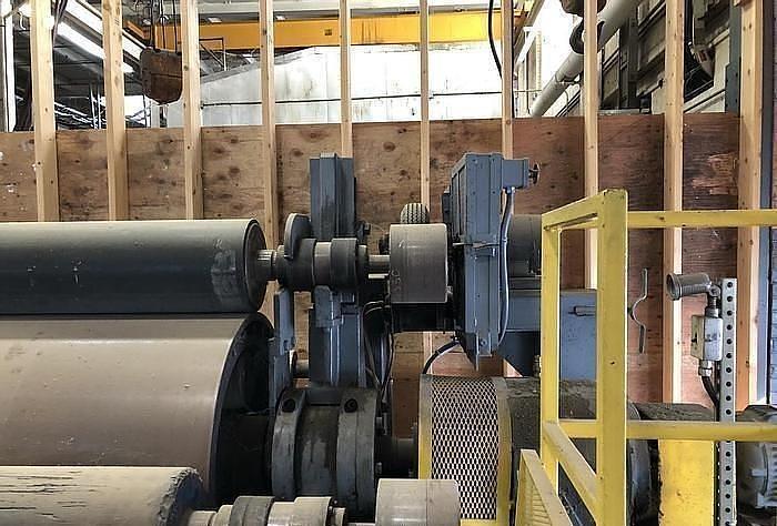 Used MANCHESTER MACHINE CO. 112" FACE WIDTH HORIZONTAL TRACK REEL 36" DIA. DRUM