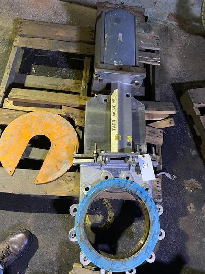 Used ITT FABRI-VALVE 12" DIA. PNEUMATIC SLIDE GATE VALVE S/S