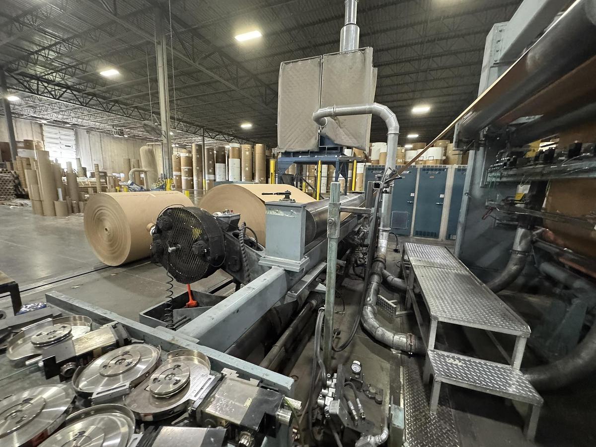 Used 95" WIDE A&F TWO DRUM SLITTER REWINDER - SHAFTLESS 72" DIAMETER REWIND