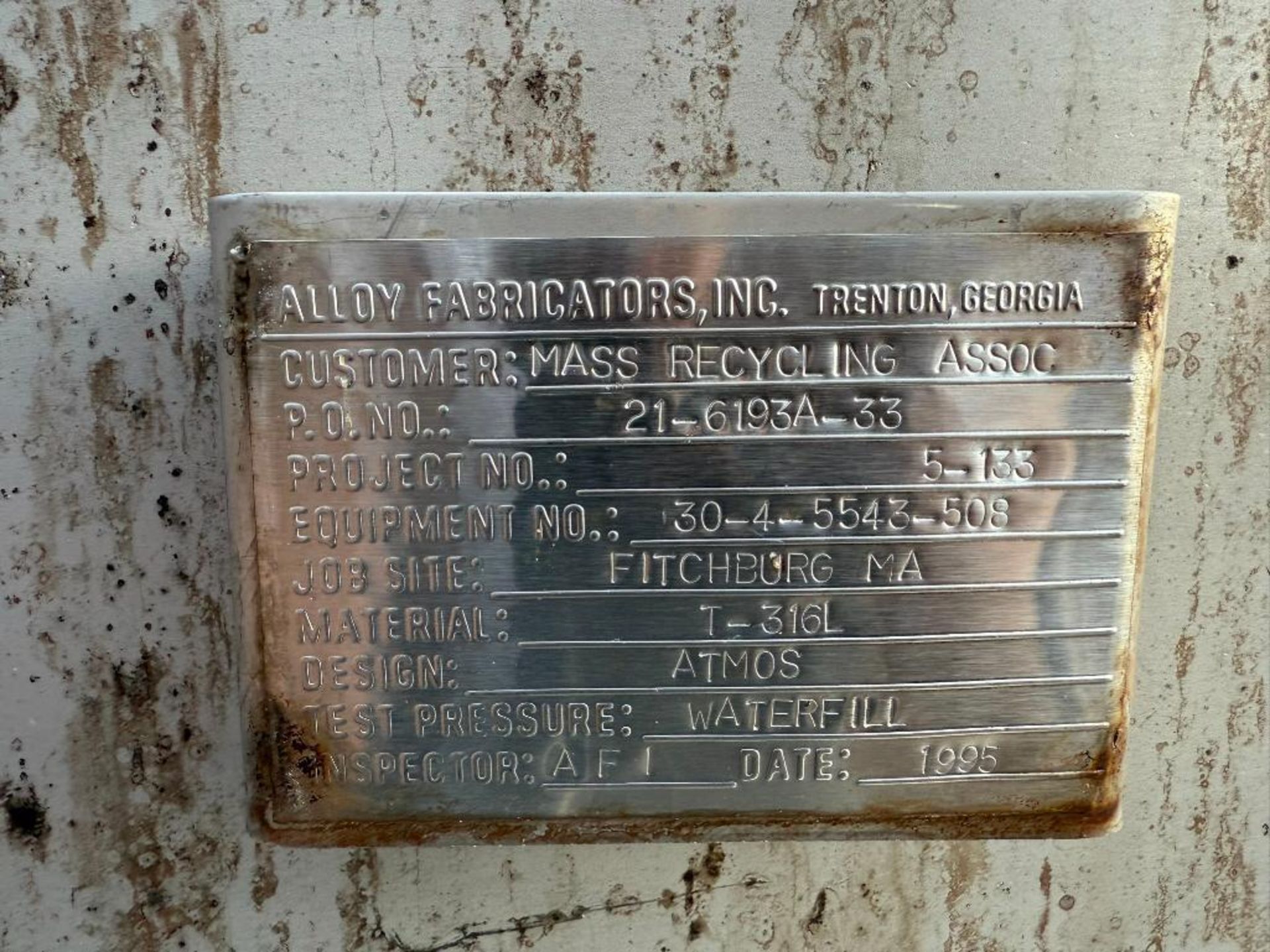 Used 7,000 GALLON STAINLESS SLEEL TANK 316L STAINLESS STEEL TANK