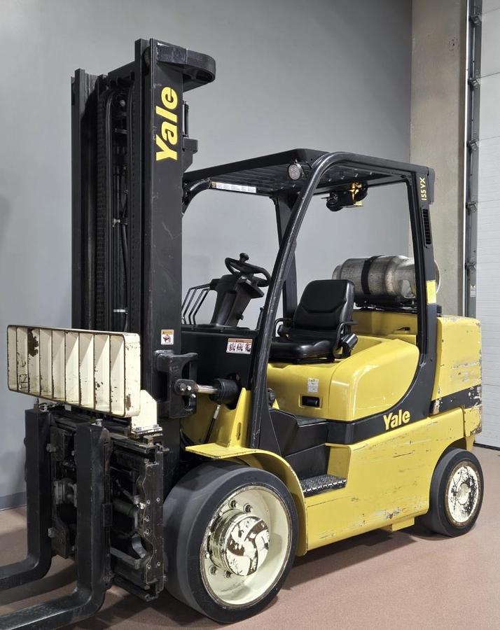 Used 15,500LB CAPACITY YALE GLC155VX FORKLIFT WITH SIDE SHIFT FORK POSITIONER