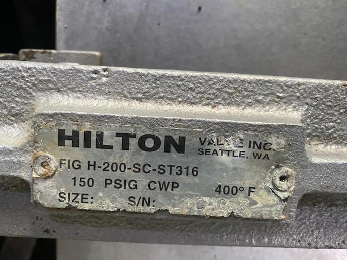 Used HILTON VALVE 10" DIA. MANUAL SLIDE GATE VALVE S/S