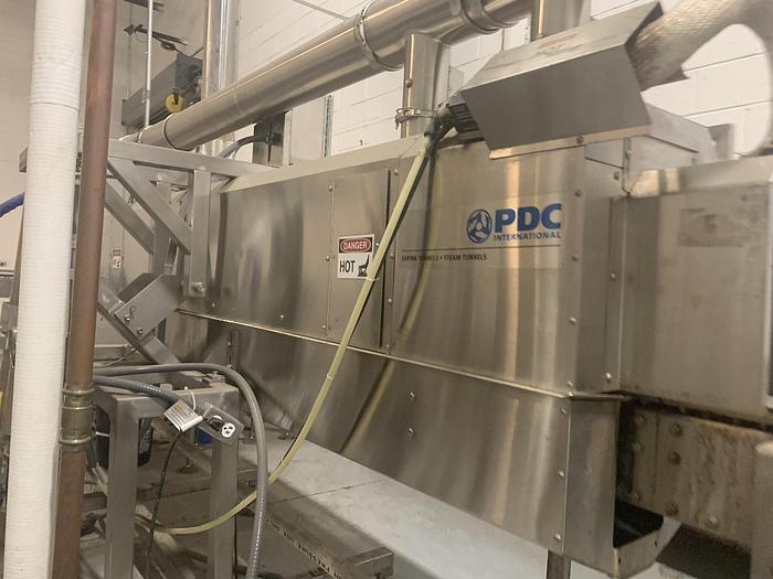 Used Hand Applied PDC Steam Tunnel DUAL ZONE STEAM TUNNEL WITH 16’ X 6’ X 6” LOOP CONVEYOR