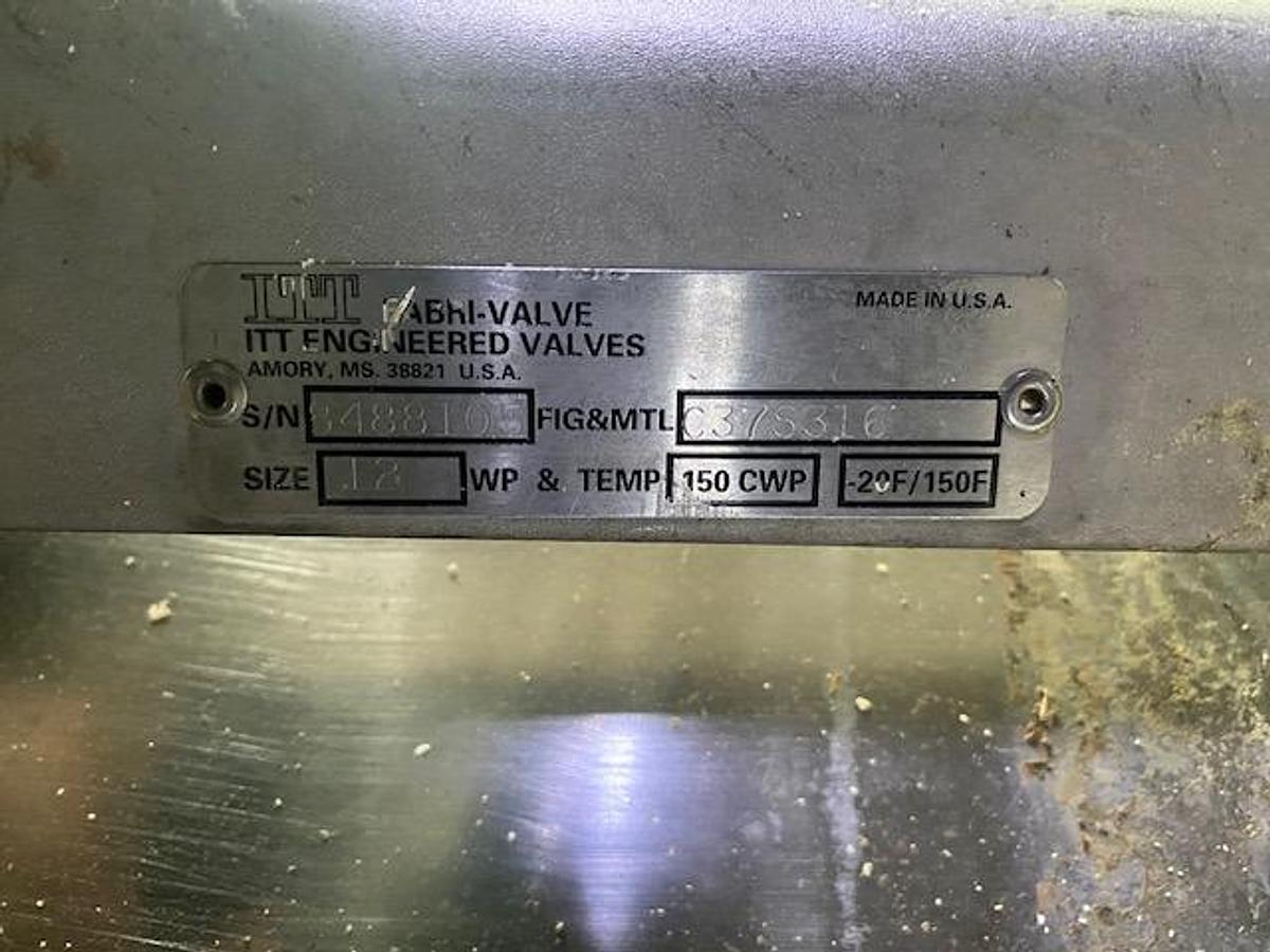 Used ITT 12" DIA. MANUAL SLIDE GATE VALVE T-316 S/S