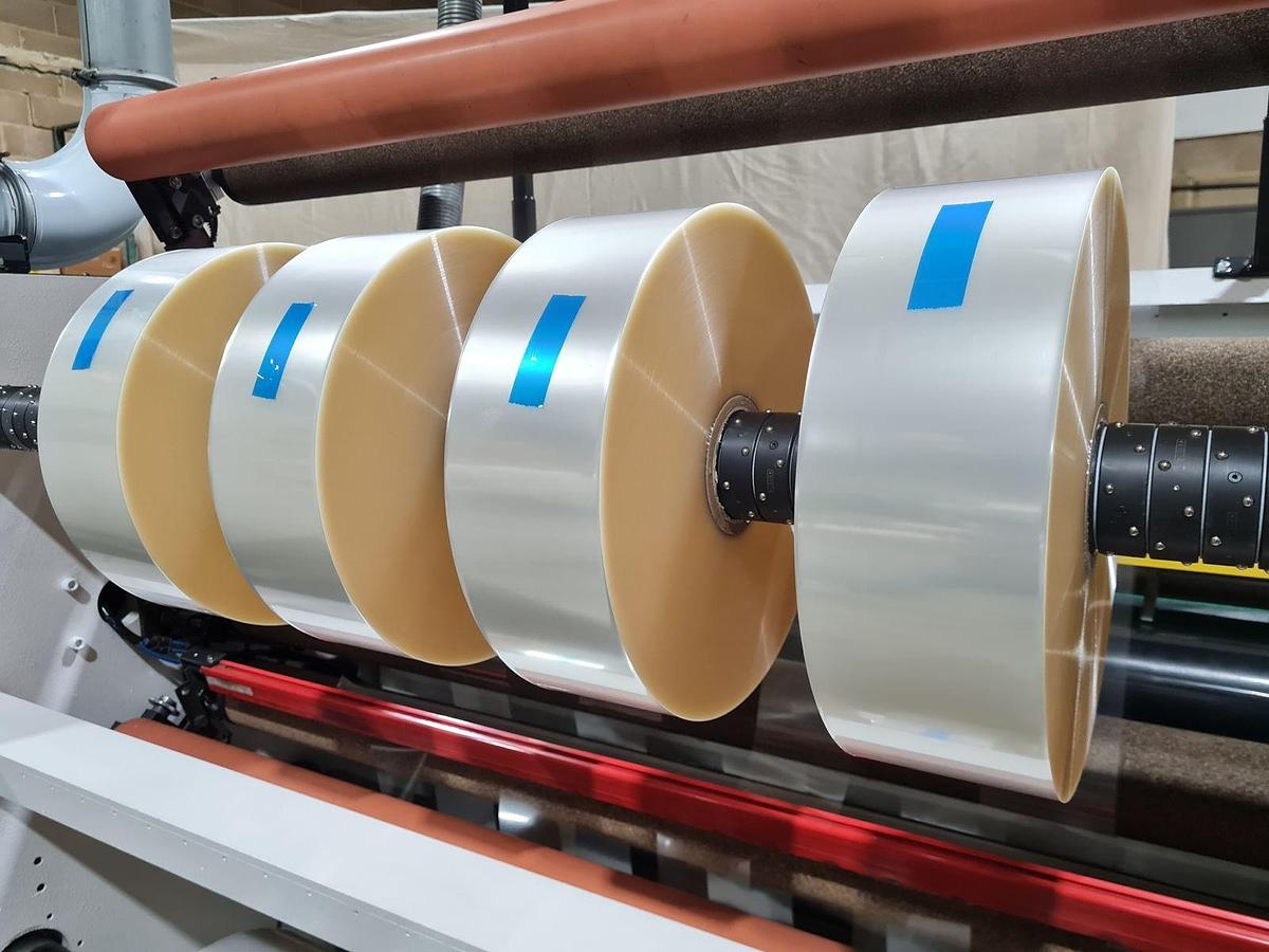 Used 63" WIDE SRC SYSTEMS LTD. MODEL 365 DUPLEX SLITTER REWINDER - OEM REFURBISHED & RUNNING