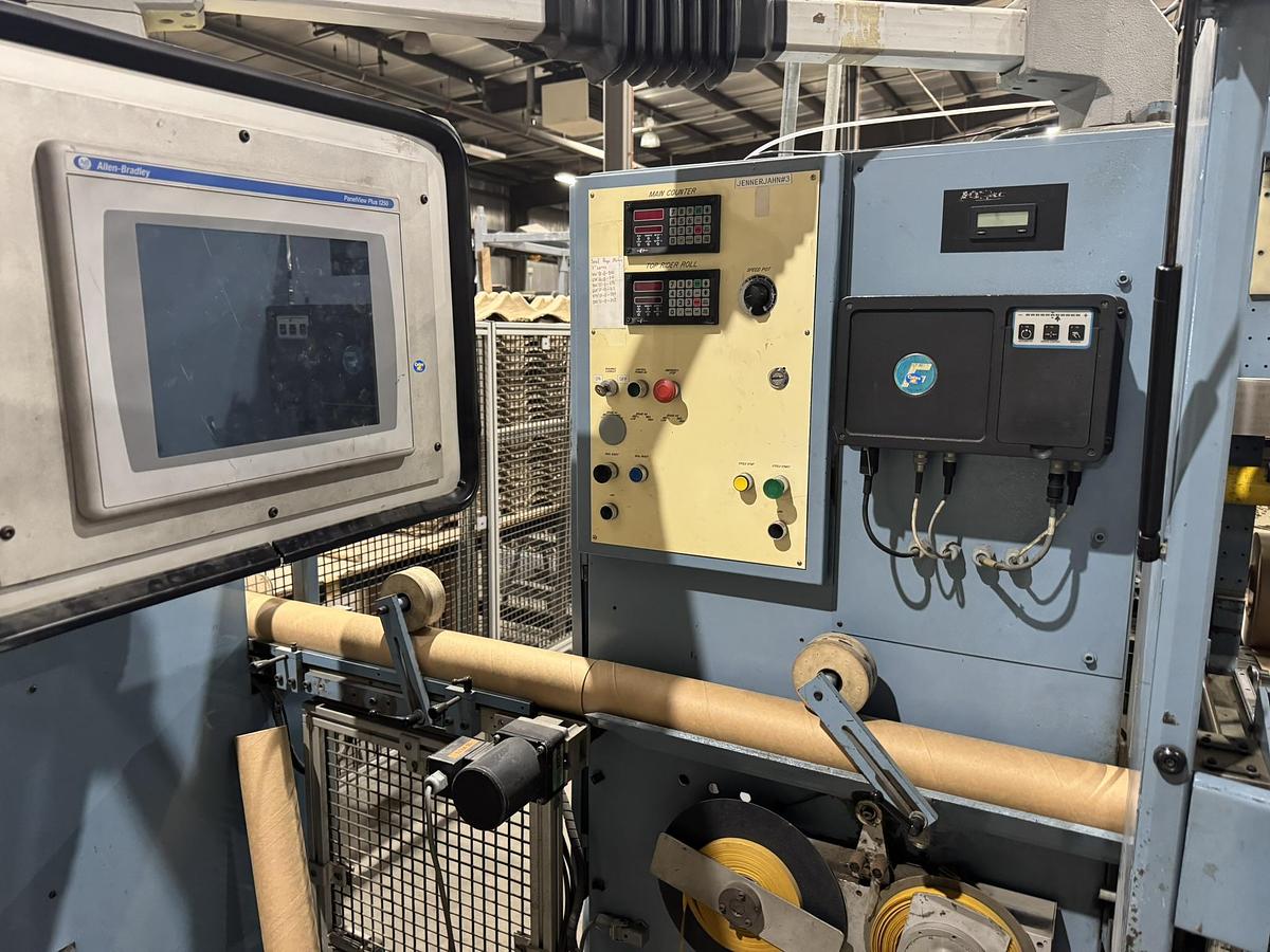 Used 72" WIDE JENNERJAHN MODEL SRA-72 COUNTER ROLL SLITTER REWINDER