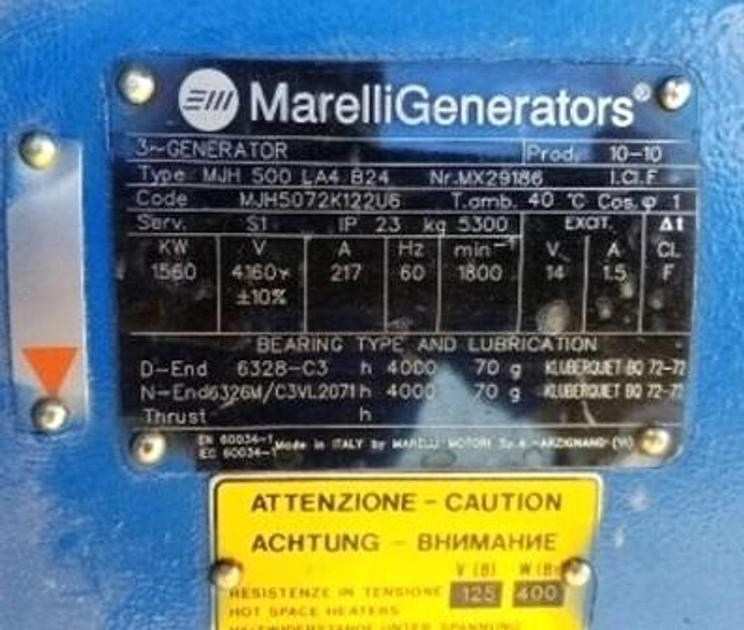 Used 1560KW MWM NATURAL GAS GENERATOR