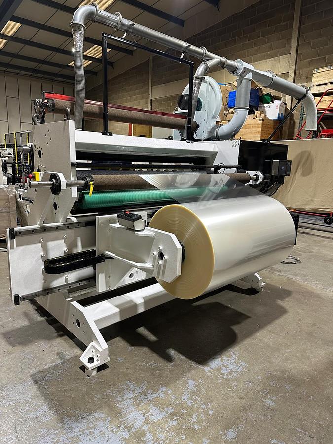 Used 63" WIDE SRC SYSTEMS LTD. MODEL 365 DUPLEX SLITTER REWINDER - OEM REFURBISHED & RUNNING