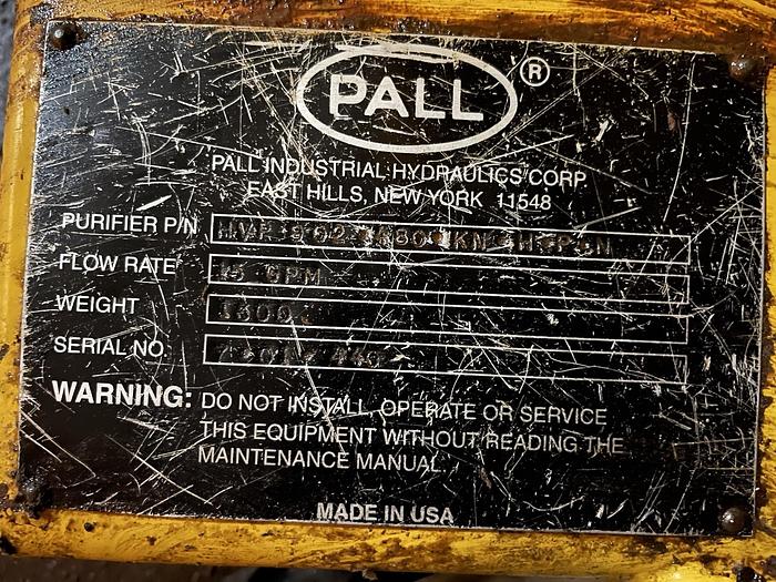 Used PALL HVP90234800KNHPN PALL INDUSTRIAL HYDRAULIC FILTRATION SYSTEM