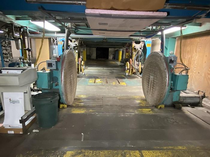 Used LAMB-GRAYS HARBOR CO. 86"W ROLL WRAPPER 60" DIA, ROLLS