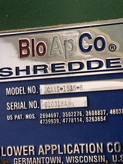 Used BLOAPCO SHREDDER WITH CONVEYOR