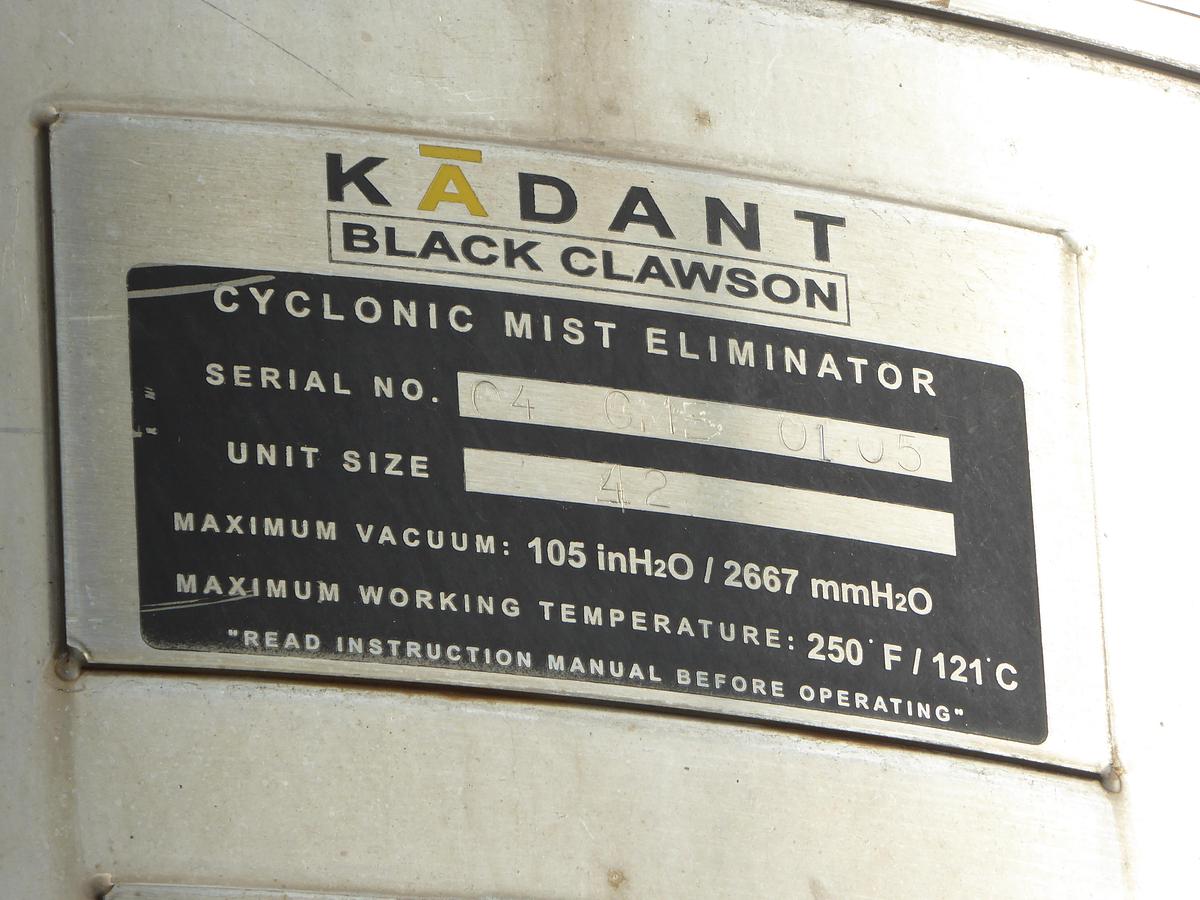 Used KADANT BLACK CLAWSON SIZE 42 CUYCLONIC MIST ELIMINATOR