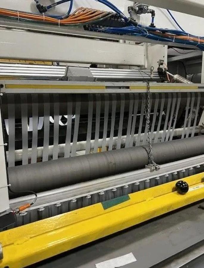 Used 55" WIDE CATBRIDGE DUPLEX TURRET SLITTER REWINDER WITH CORE LOADING - MFG 2018