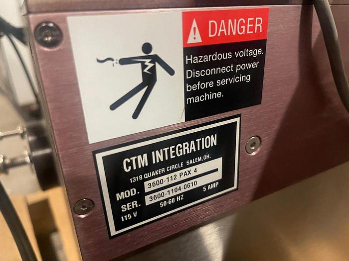 Used CTM LABELING SYSTEMS PRINTER APPLICATOR MODEL 3600-112 PAX 4