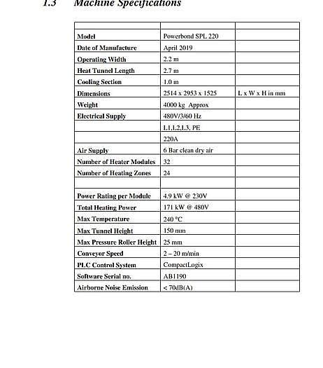 Used 86" (2.2M) RELIANT MACHINERY POWERBOND SPL220 BELT LAMINATOR